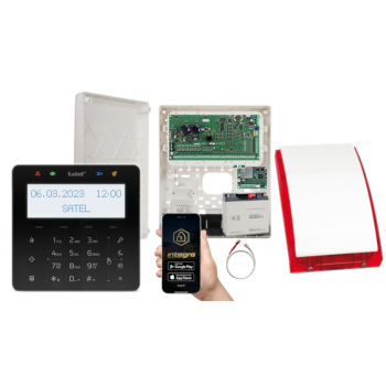ZESTAW ALARMOWY SATEL INTEGRA 64 PLUS + INT-KSG2R-B + OPU-3P + AWT800 + 17Ah + INT-GSM LTE + SP-4001R